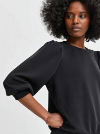PUFF SLEEVE SWEATSHIRT, Black, highres