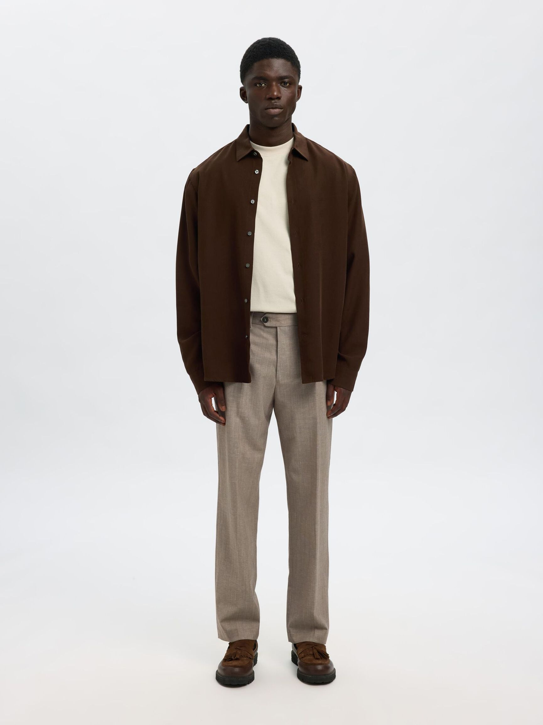 REGULAR FIT WOLLMIX ANZUGHOSE, Oatmeal, highres