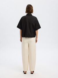 CROPPED OVERHEMD MET KORTE MOUWEN, Black, highres