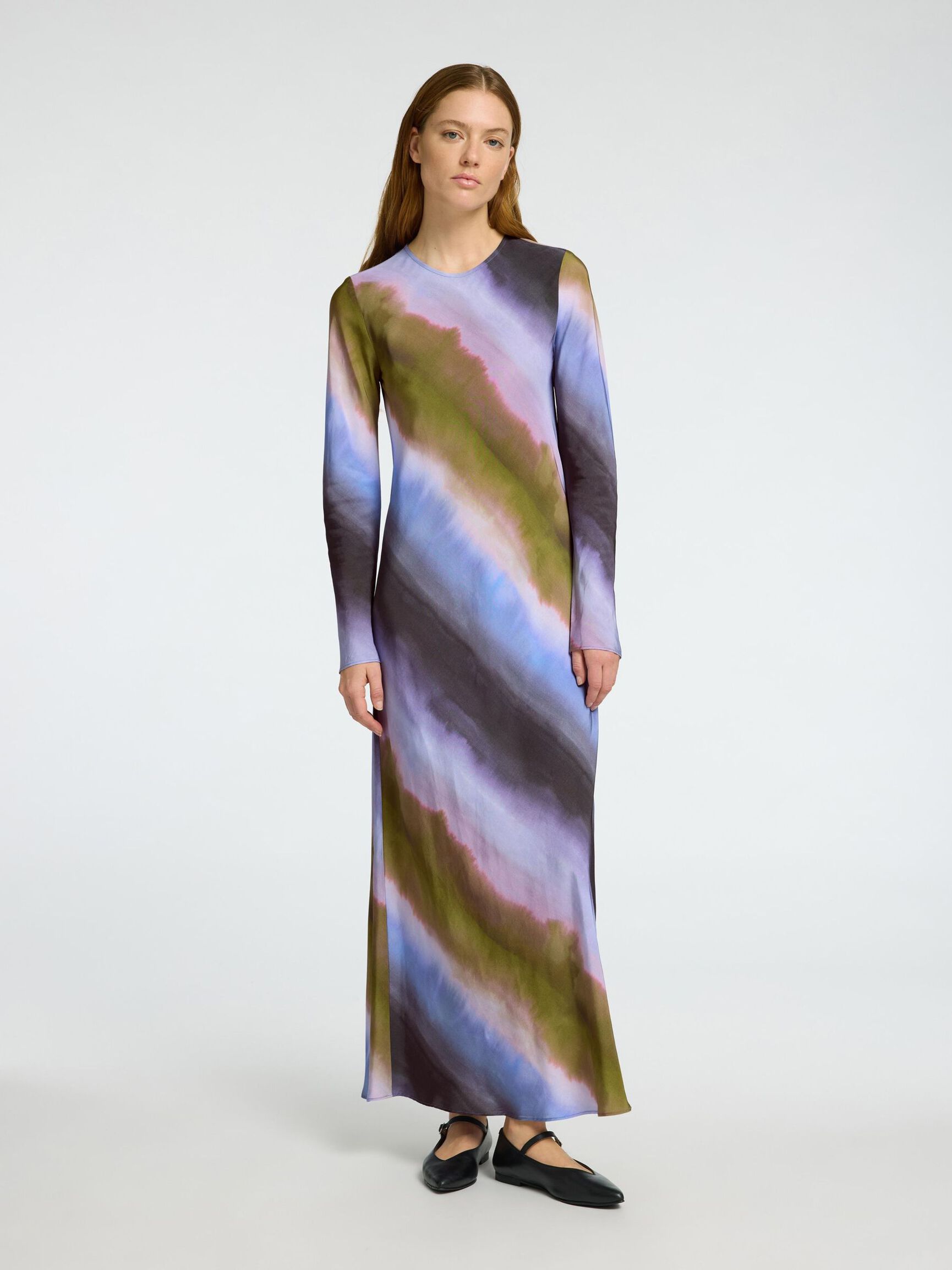 VISCOSE MAXI DRESS, Cornflower Blue, highres