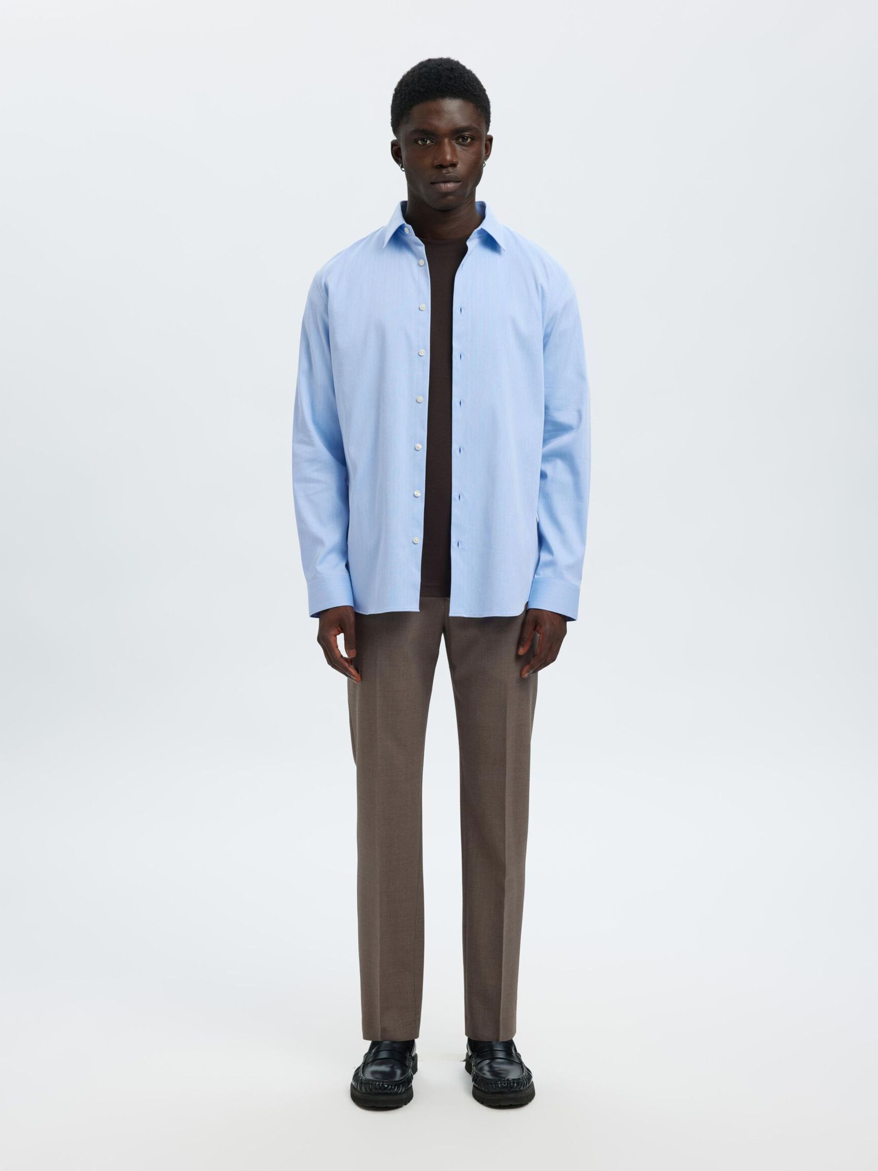 SLIM FIT STRETCH SHIRT, Light Blue, highres