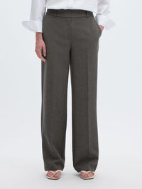 VISCOSE BLEND WIDE-LEG TROUSERS, Dark Grey Melange, highres