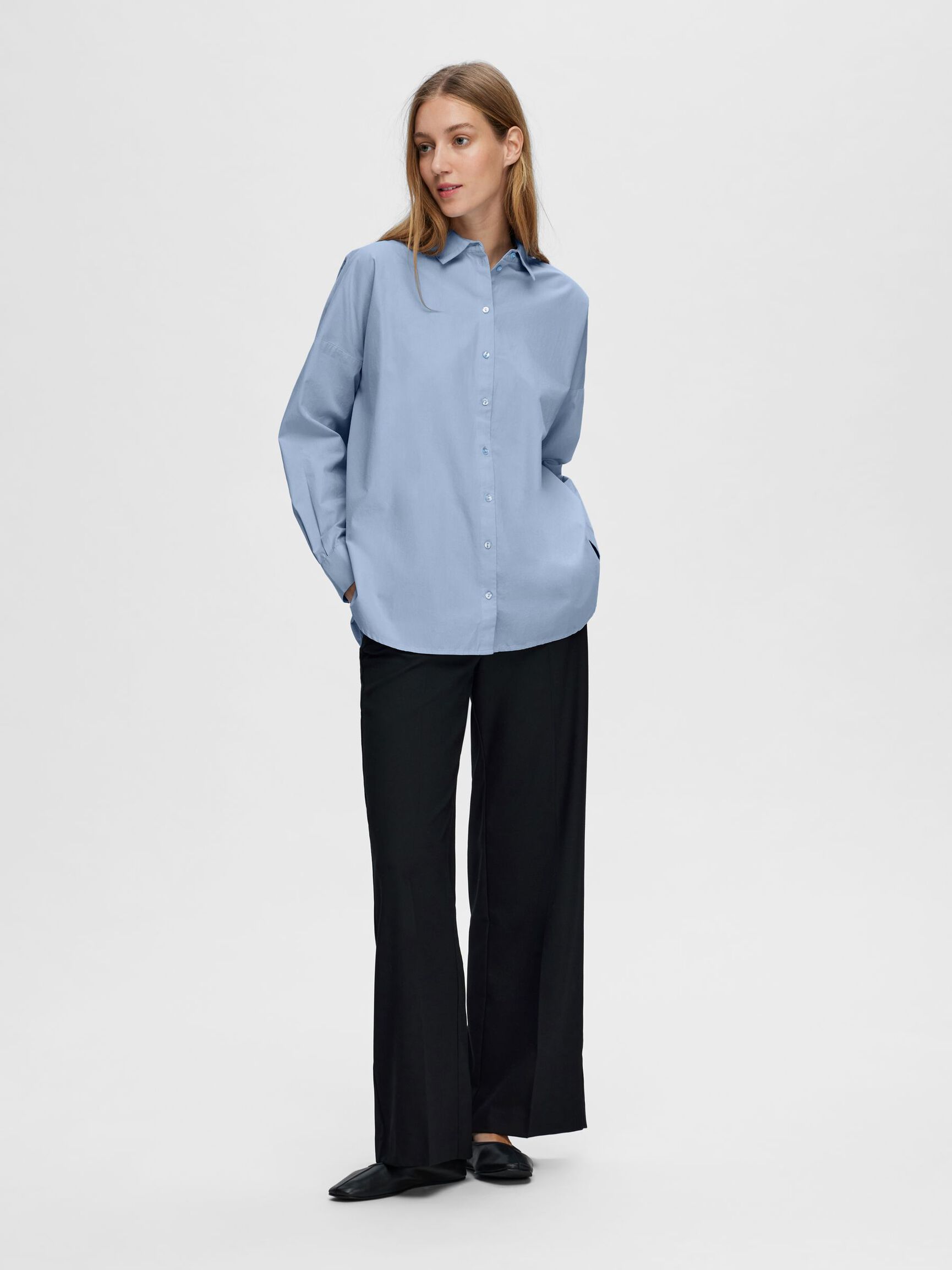 OVERSIZED SKJORTE, Cashmere Blue, highres