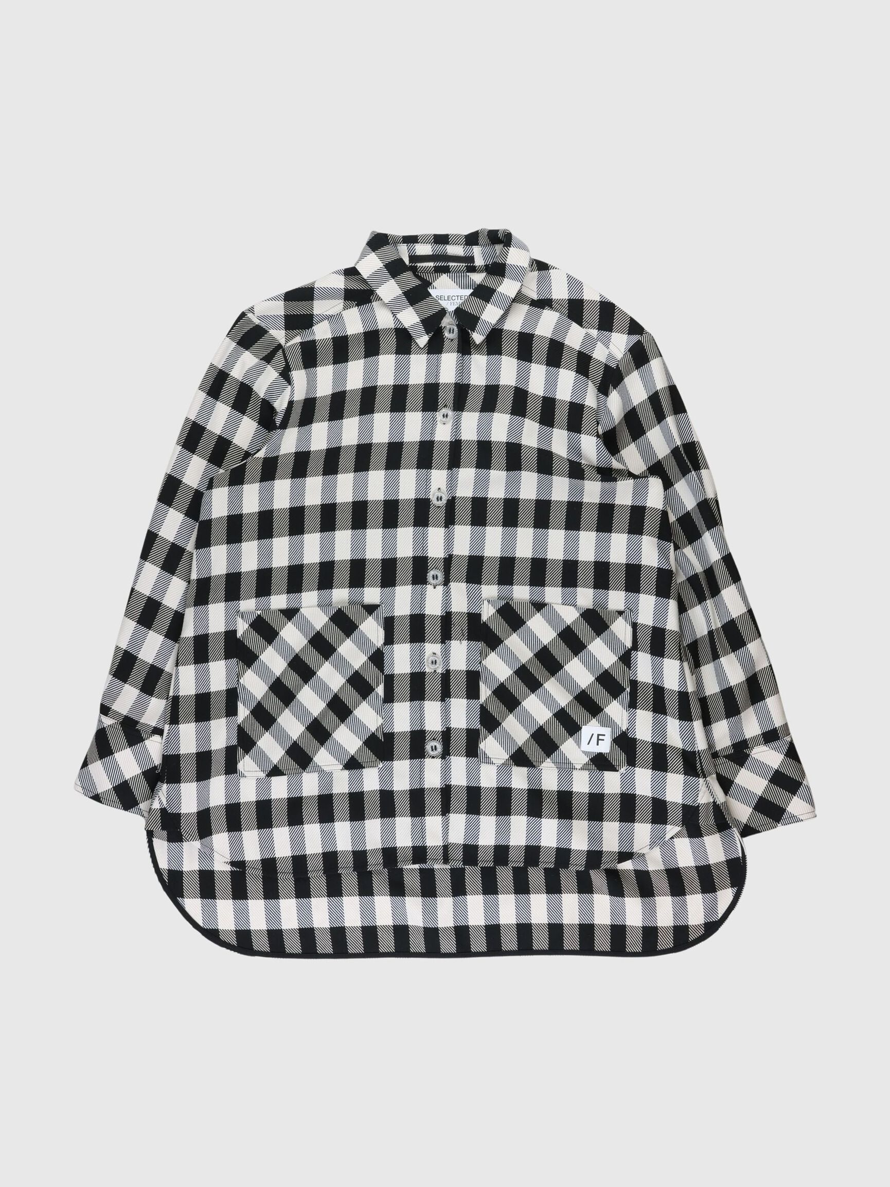GINGHAM CHECK OVERSHIRT, Black, highres