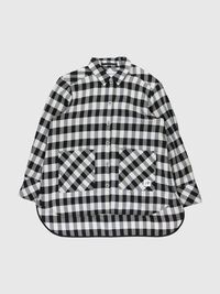 GINGHAM CHECK OVERSHIRT, Black, highres