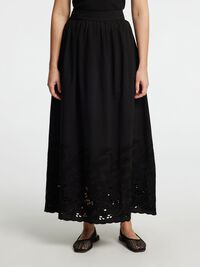 BRODERIE ANGLAISE MAXI SKIRT, Black, highres