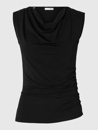 RUCHED SLEEVELESS TOP, Black, highres