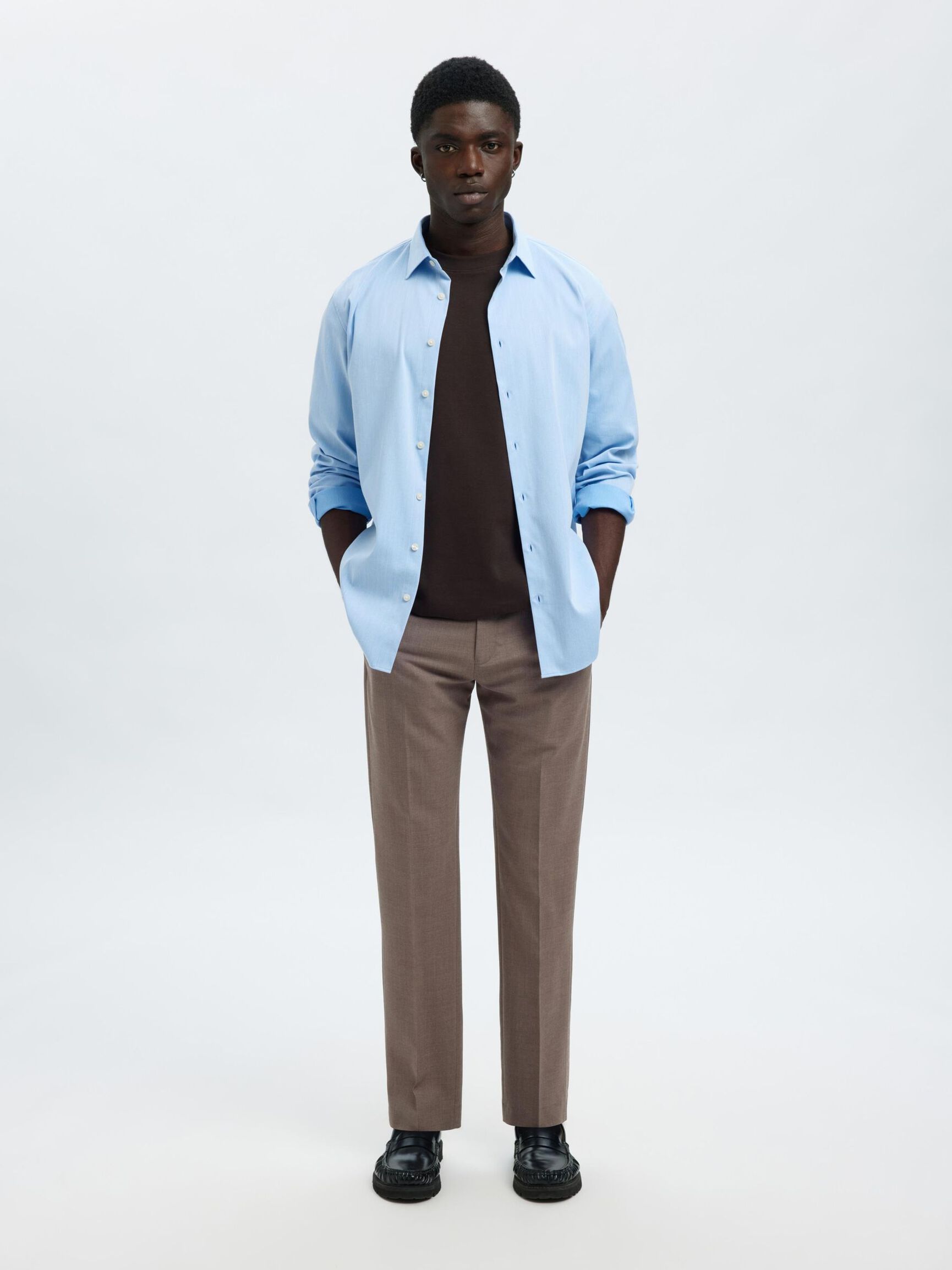 WOOL BLEND  SUIT TROUSERS, Morel, highres