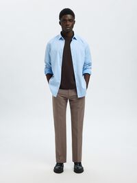 WOOL BLEND  SUIT TROUSERS, Morel, highres