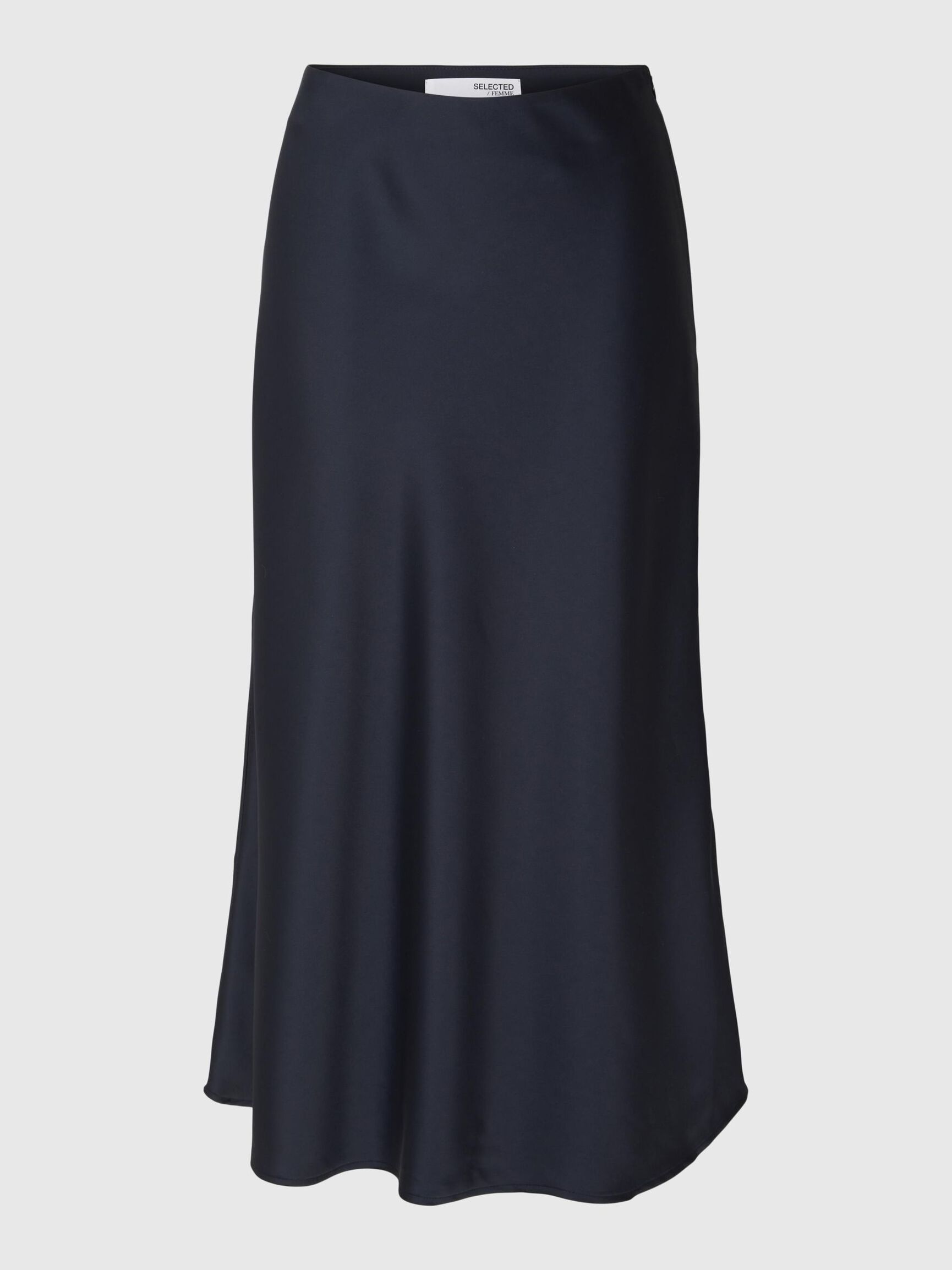 SATIJN MIDDELLANGE ROK, Dark Sapphire, highres