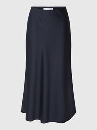 SATIJN MIDDELLANGE ROK, Dark Sapphire, highres