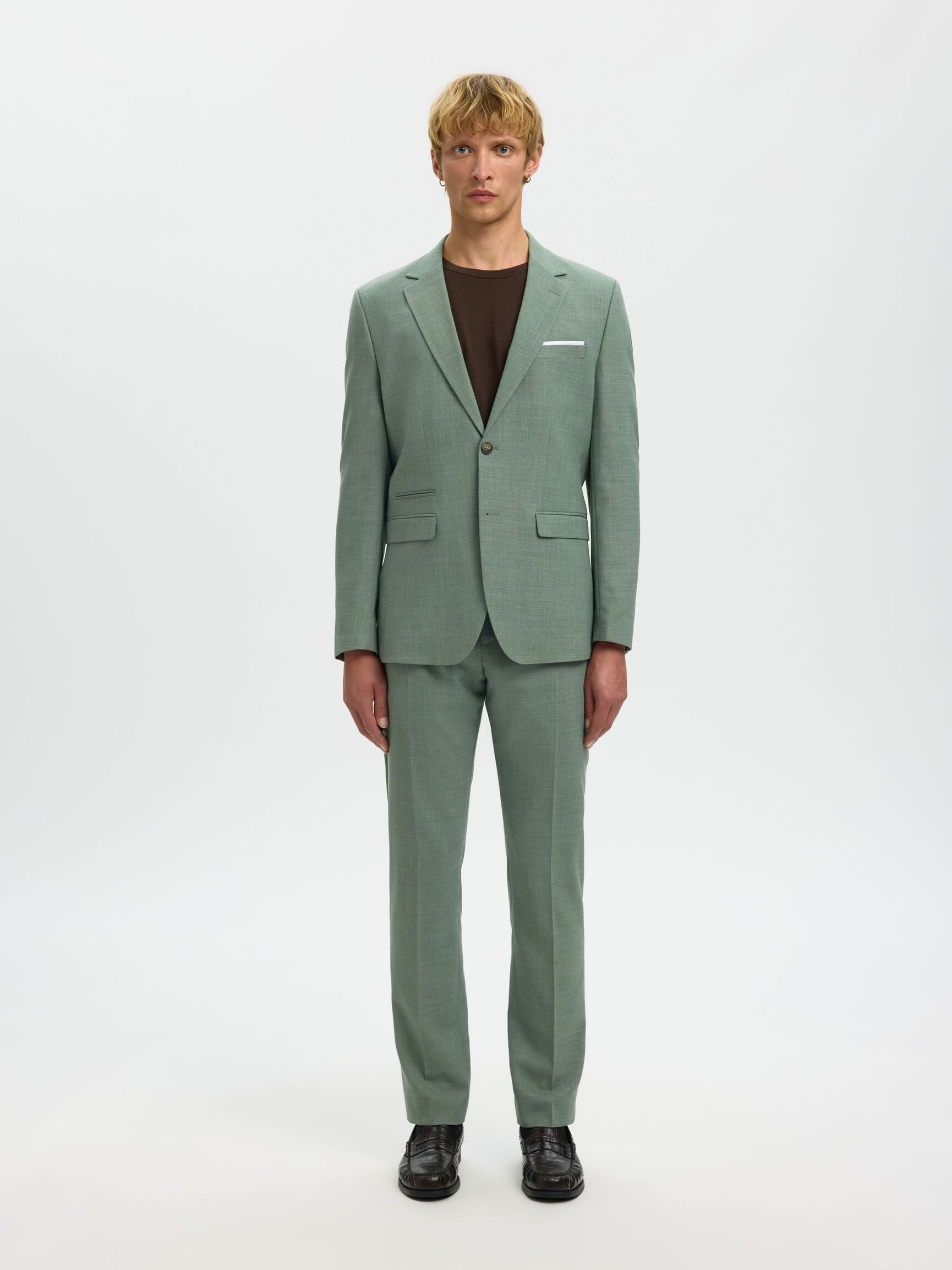 SLIM FIT ANZUGHOSE, Light Green Melange, highres