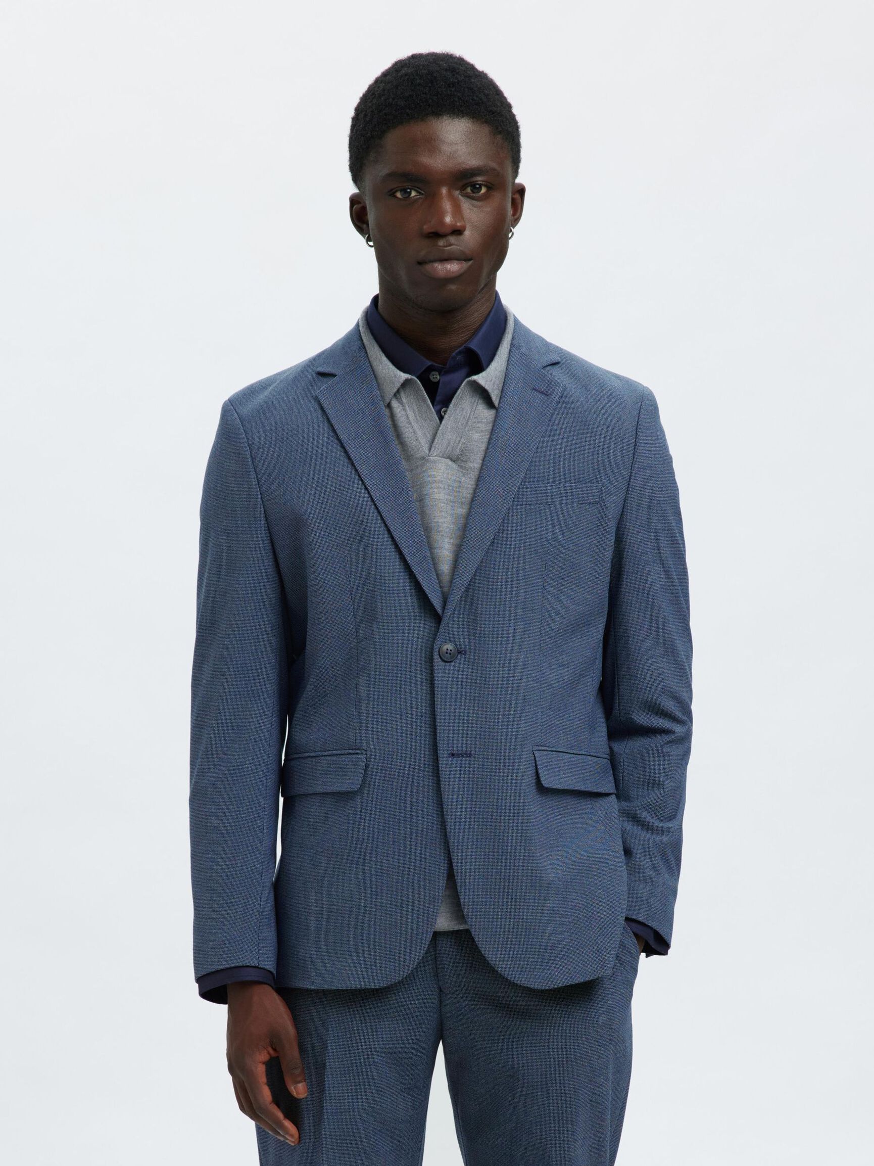 VISKOSEMIX SLIM FIT BLAZER, Dark Blue, highres