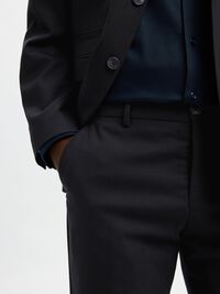 GEWEBTER WOLLGEMISCH HOSE, Black, highres