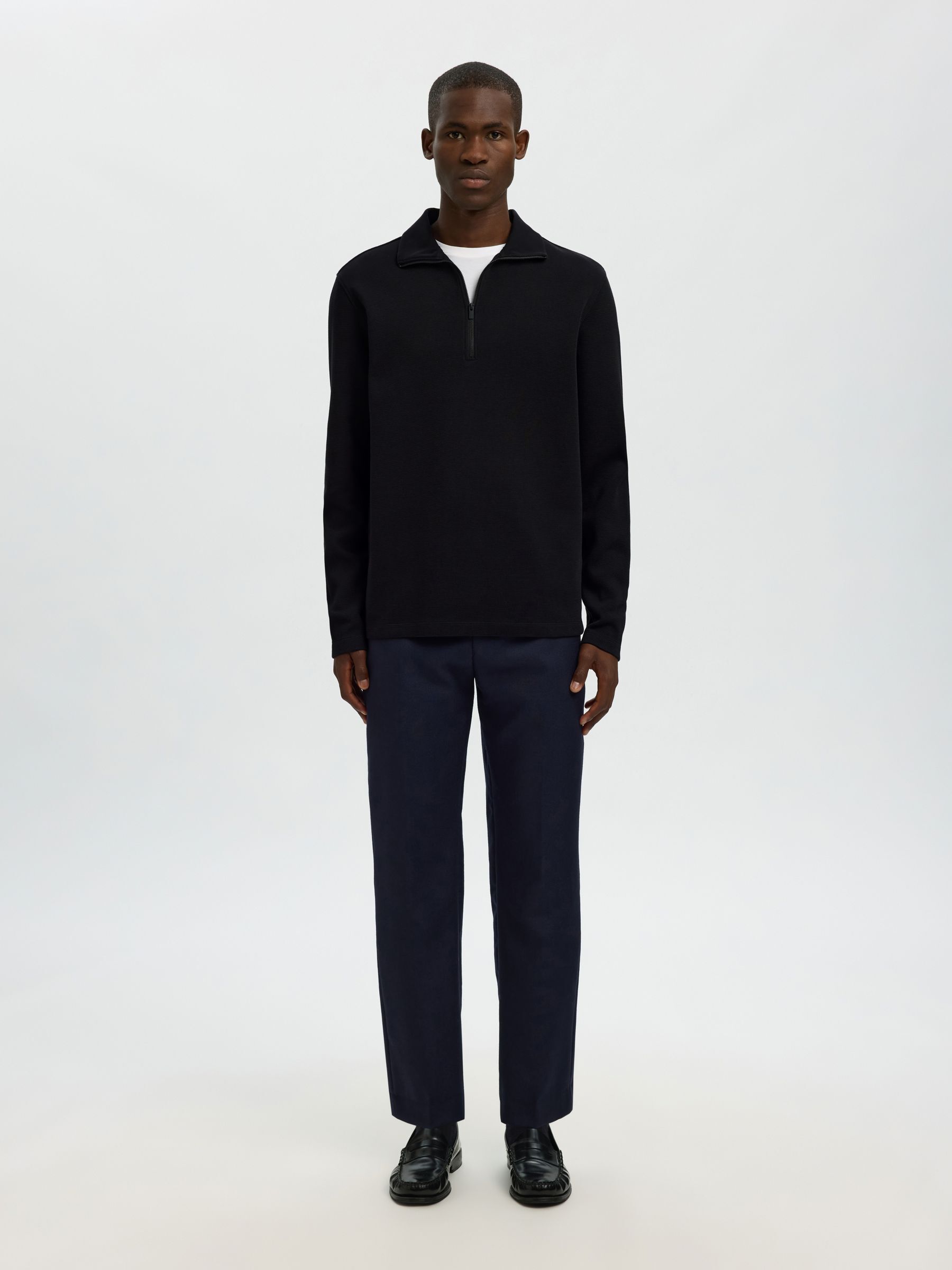 BAUMWOLLMIX SWEATSHIRT MIT REISSVERSCHLUSS, Black, highres