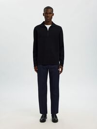 BAUMWOLLMIX SWEATSHIRT MIT REISSVERSCHLUSS, Black, highres