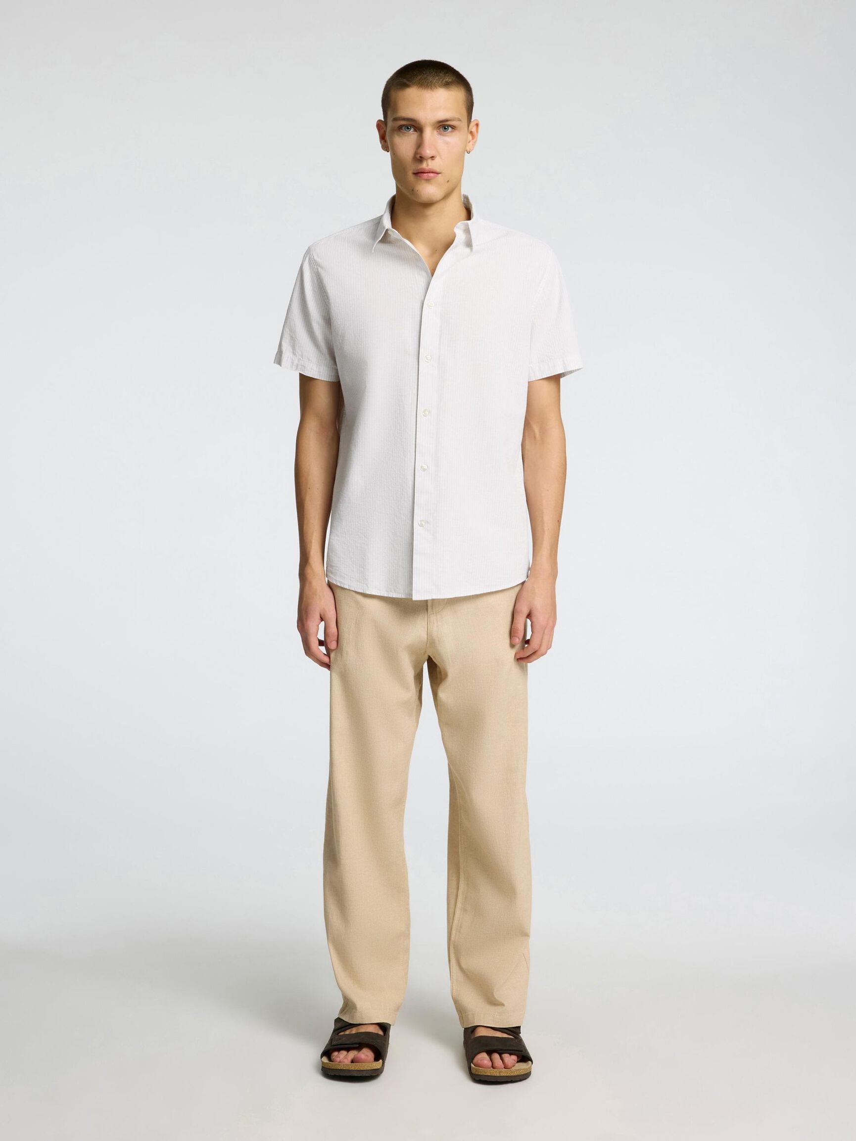 COTON MÉLANGÉ CHEMISE À MANCHES COURTES, Pure Cashmere, highres
