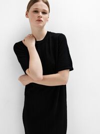 EN MAILLE DE VISCOSE MÉLANGÉE ROBE MI-LONGUE, Black, highres