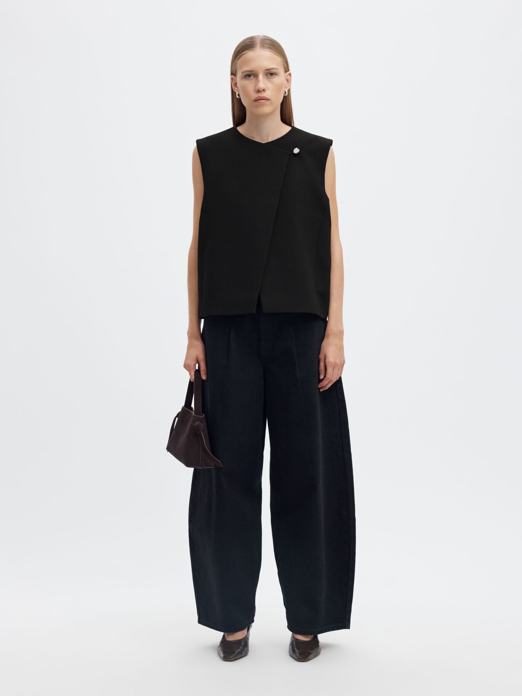 ASYMMETRIC WAISTCOAT, Black, highres