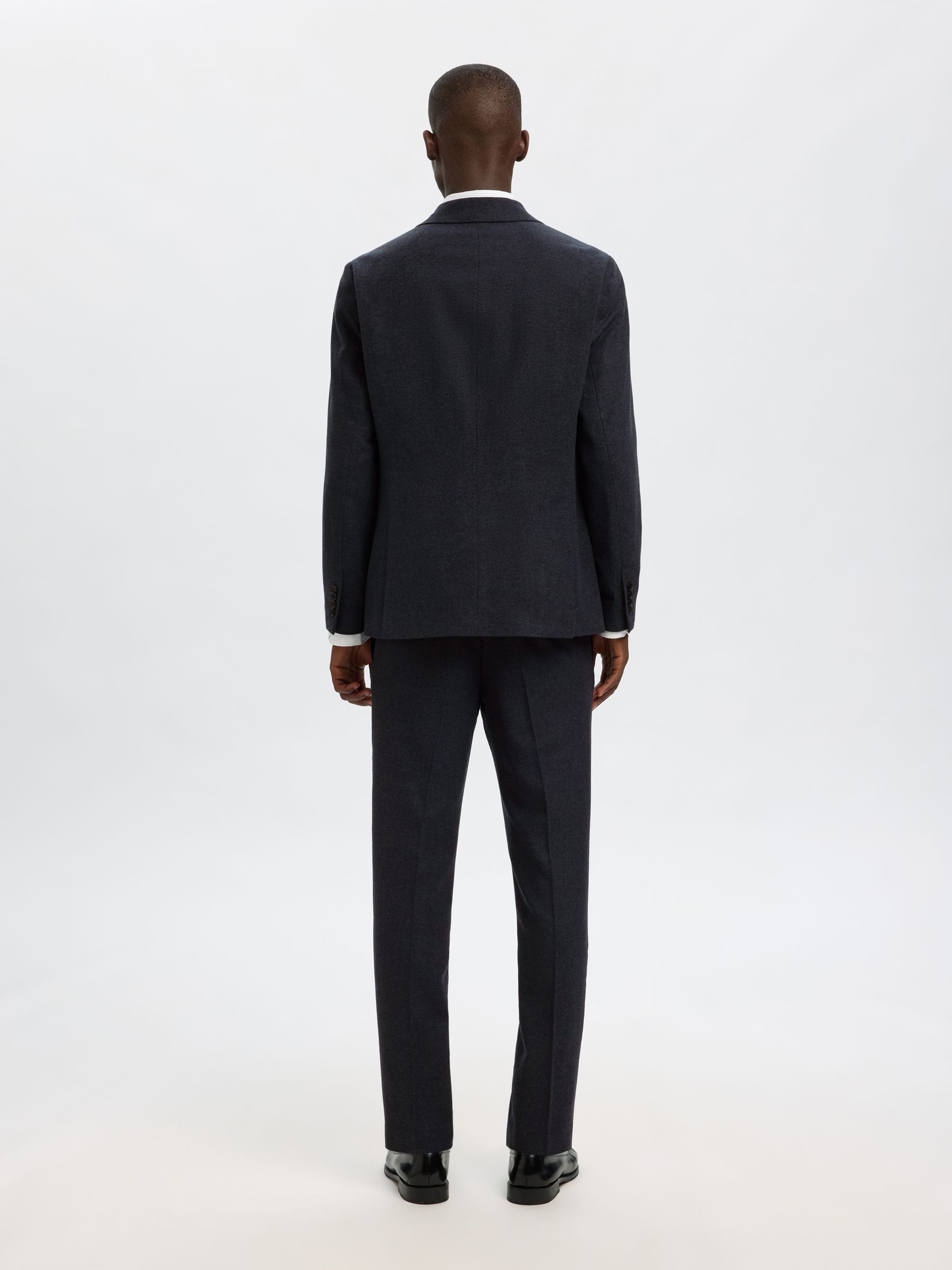 CHECKED WOOL BLEND BLAZER, Dark Sapphire, highres