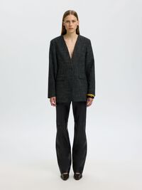 STRAIGHT FIT LEATHER TROUSERS, Black, highres