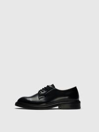 LEER BLUCHER VETERSCHOENEN, Black, highres