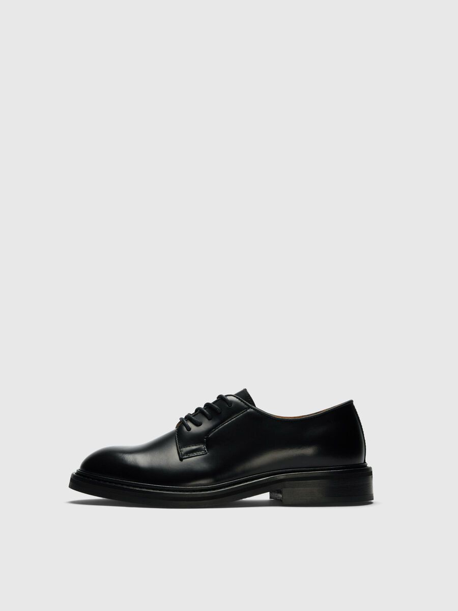 Selected LEATHER BLUCHER SHOES, Black, highres - 16087493_Black_001.jpg