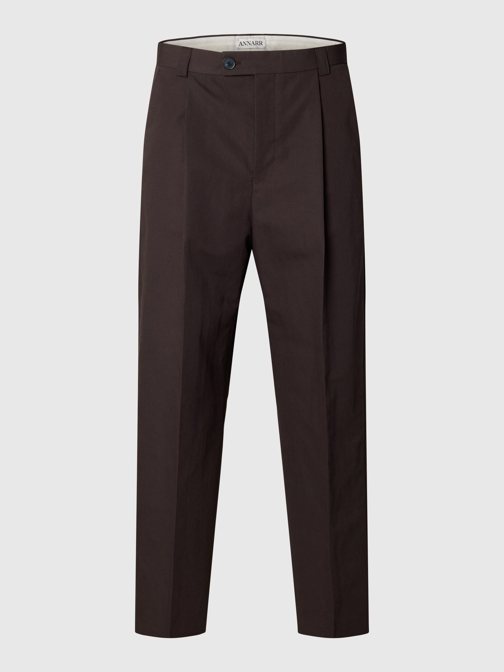 PLEATED LINEN-BLEND TROUSERS, Licorice, highres
