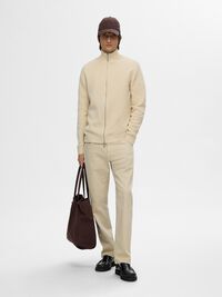 HØY HALS MED GLIDELÅS STRIKKET CARDIGAN, Oatmeal, highres