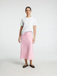 SATIJN MIDDELLANGE ROK, Bleached Mauve, highres