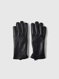 LEATHER GLOVES, Black, highres