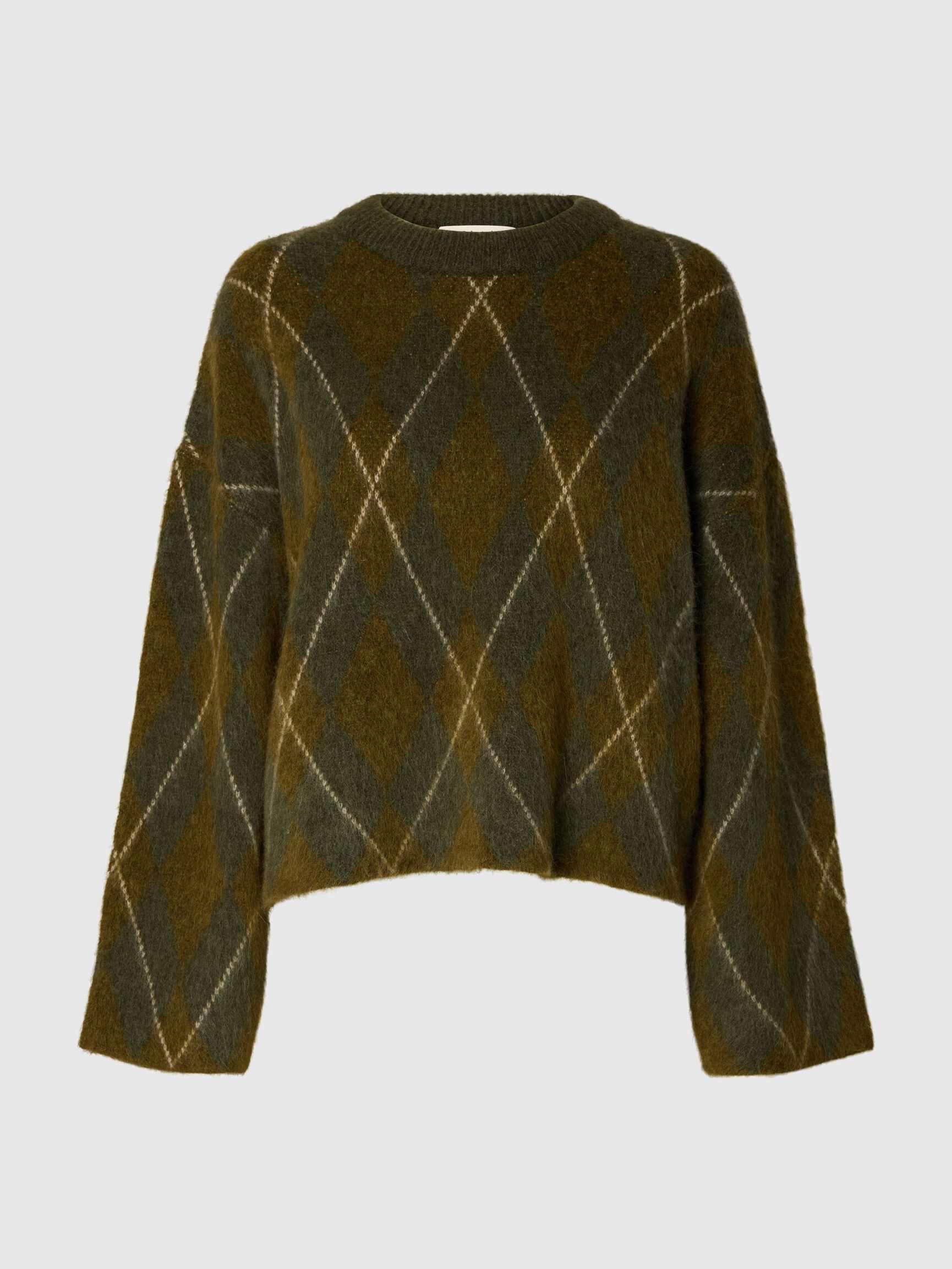 ARGYLE KNITTED JUMPER, Kalamata, highres