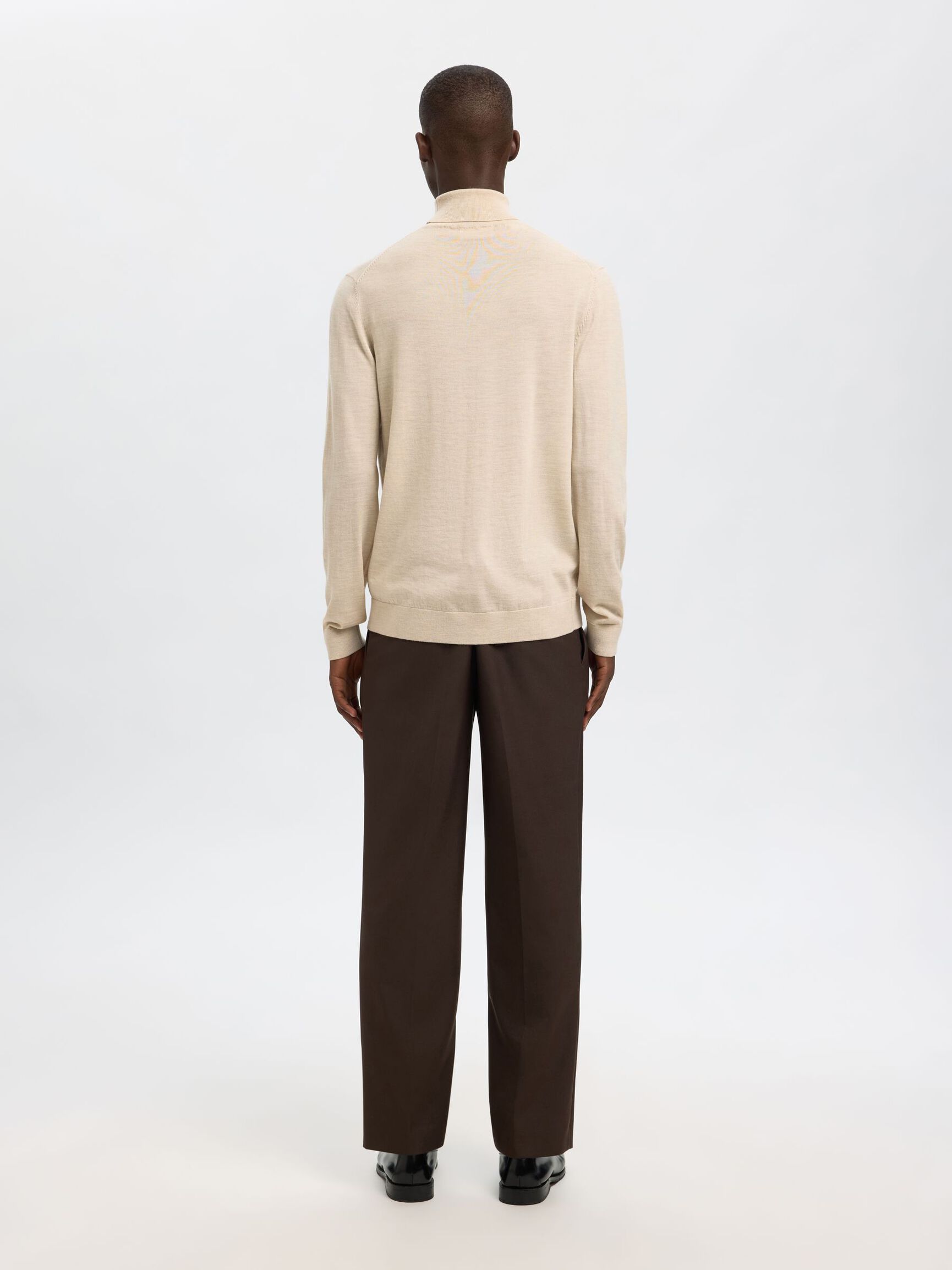 100% MERINO WOOL TURTLENECK, Oatmeal, highres