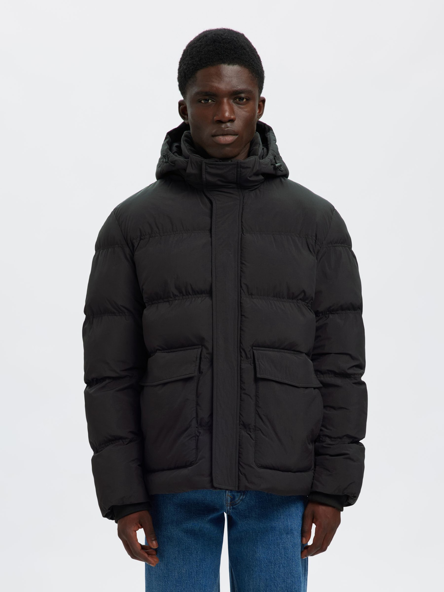 PADDED PUFFER JACKET, Black, highres