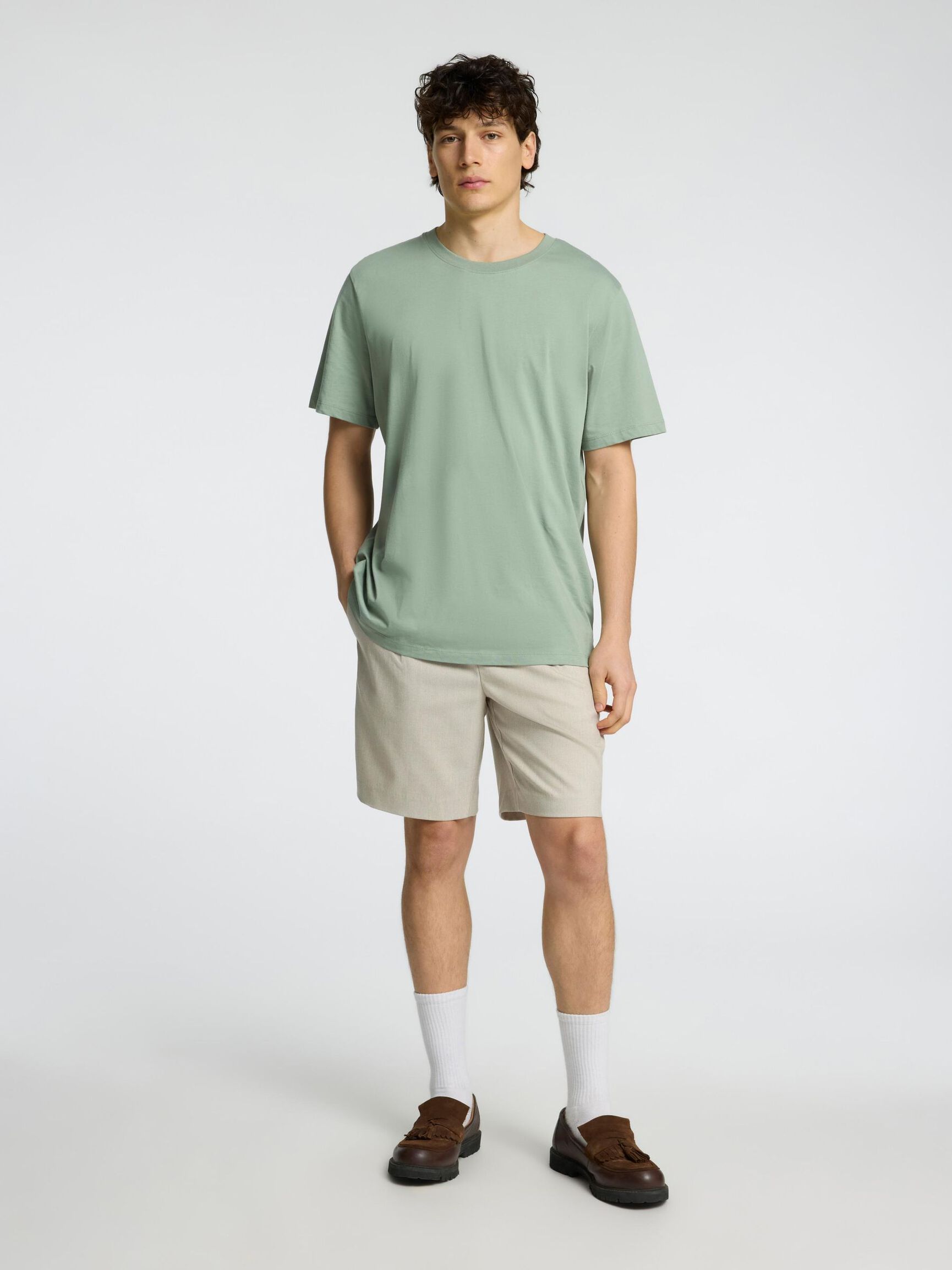 DRAWSTRING SHORTS, Light Sand Melange, highres