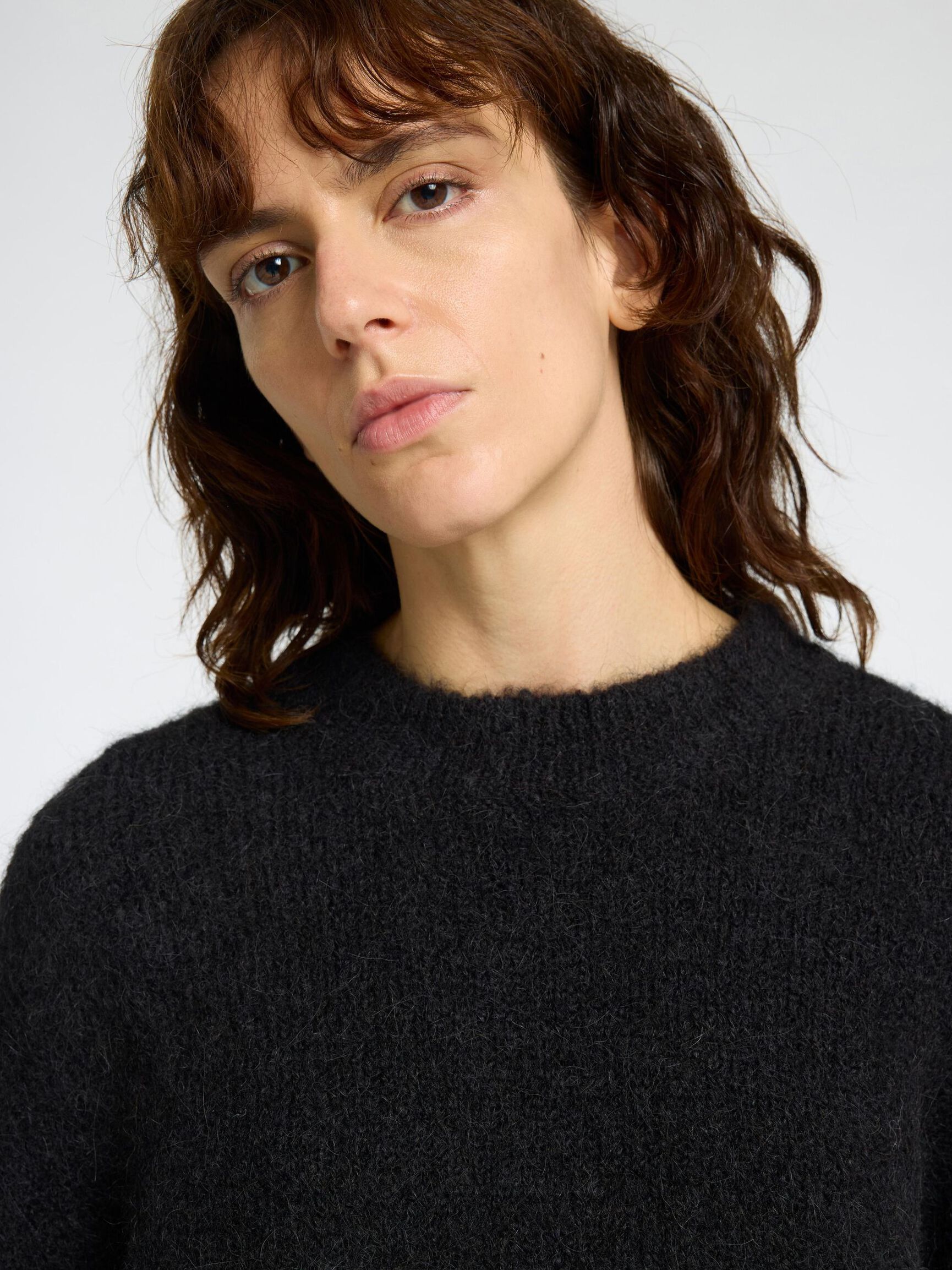 OVERSIZE EN LAINE MÉLANGÉE PULL, Black, highres