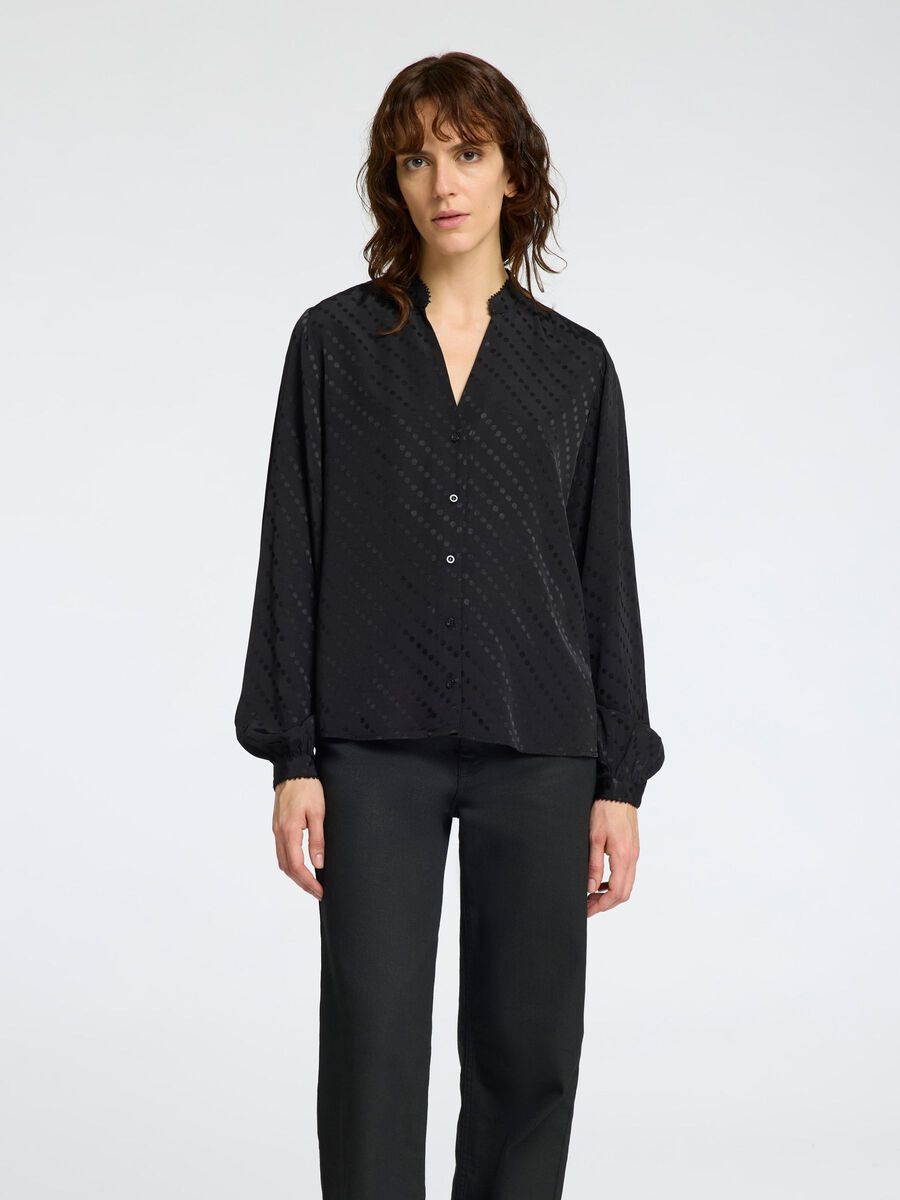 Selected VISCOSEMIX SHIRT MET LANGE MOUWEN, Black, highres - 16096259_Black_003.jpg