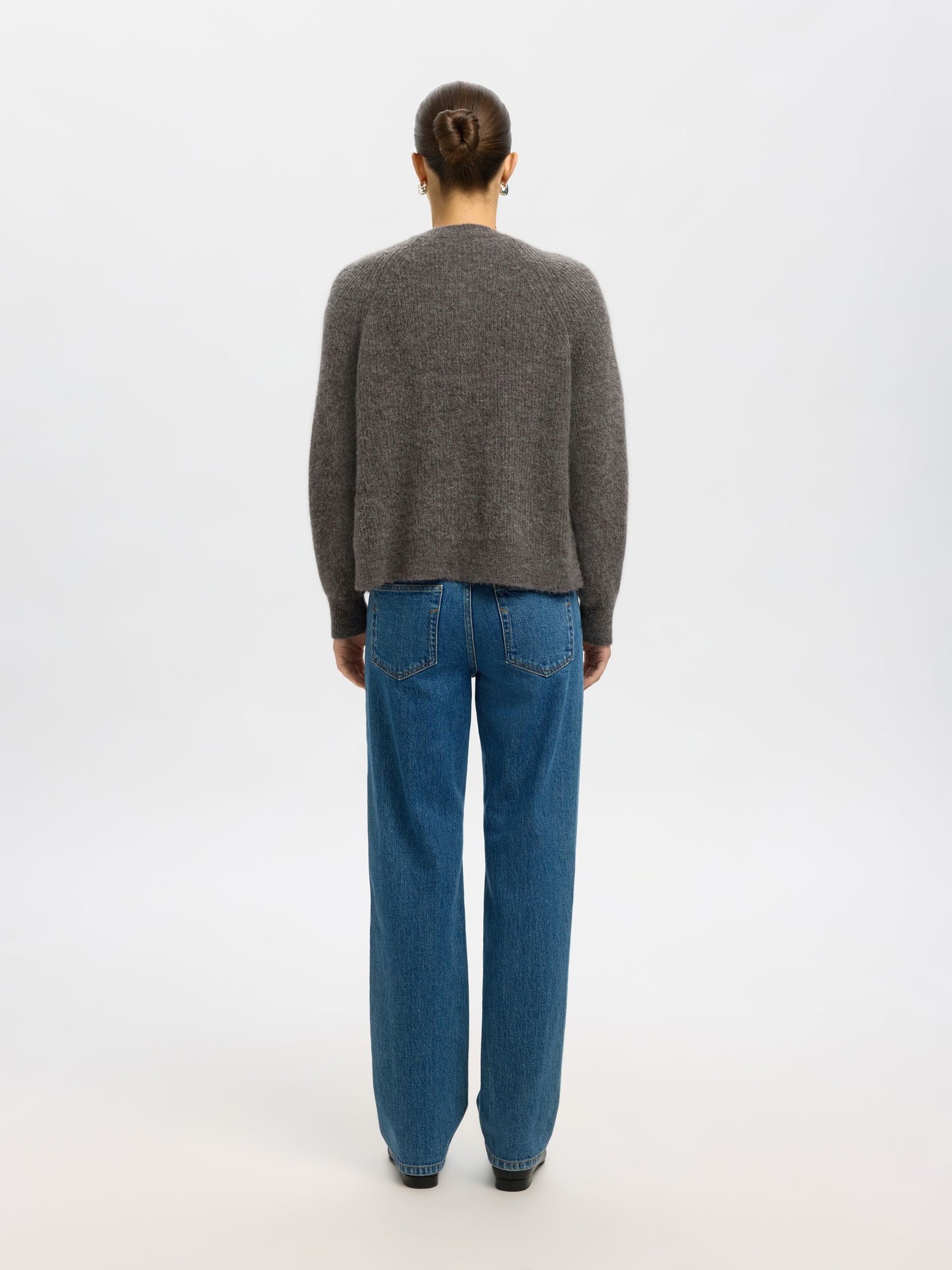 WOOL BLEND CARDIGAN, Medium Grey Melange, highres