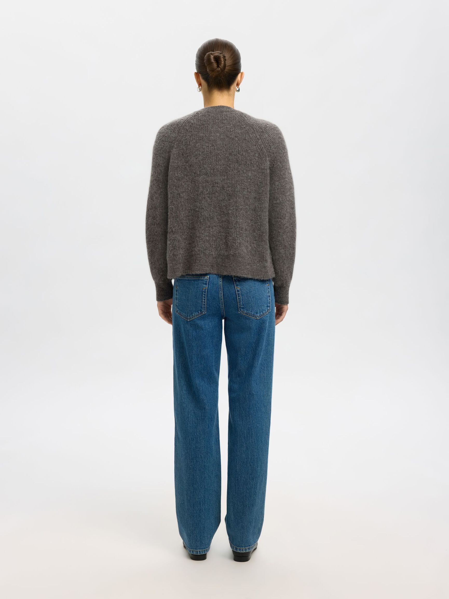 WOOL BLEND CARDIGAN, Medium Grey Melange, highres
