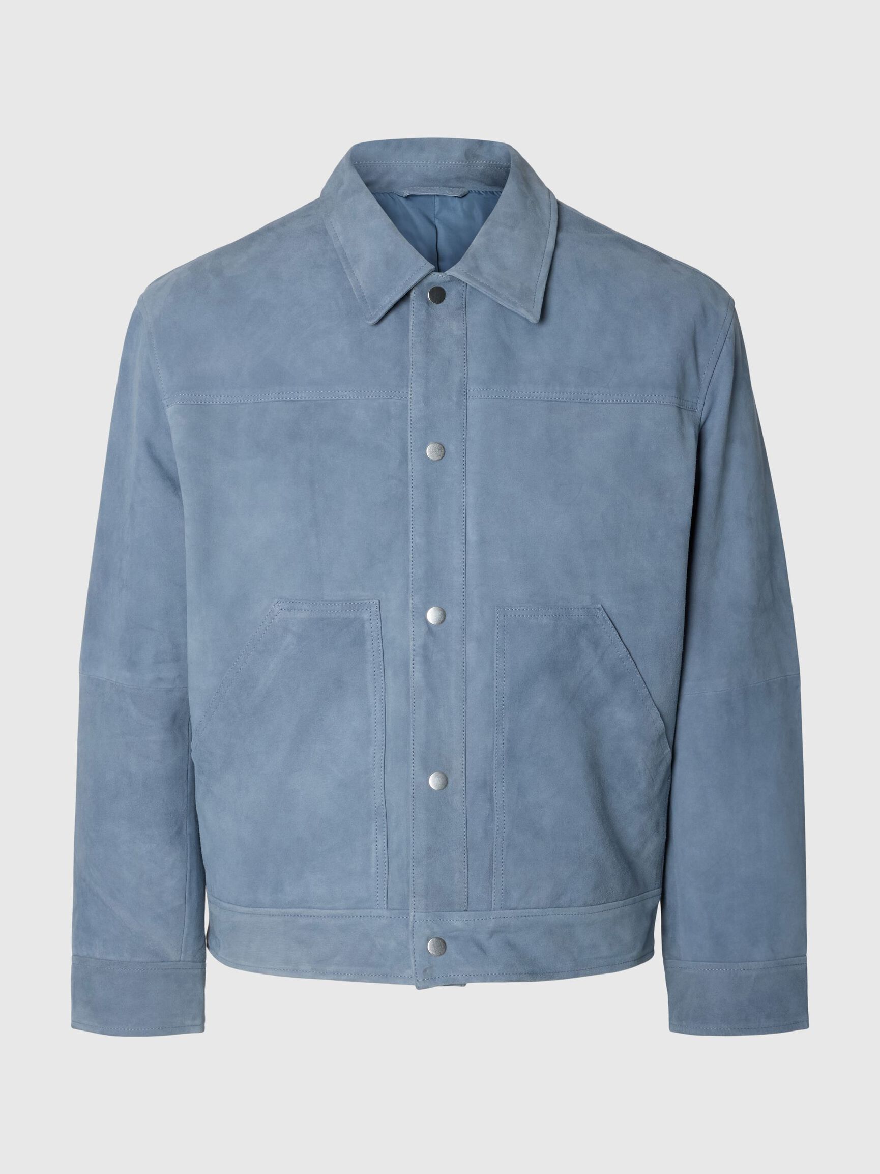 SUEDE JACKET, Blue Mirage, highres