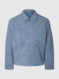 SUEDE JACKET, Blue Mirage, highres