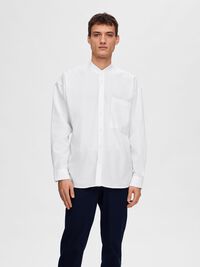 BANDED COLLAR SHIRT, White, highres