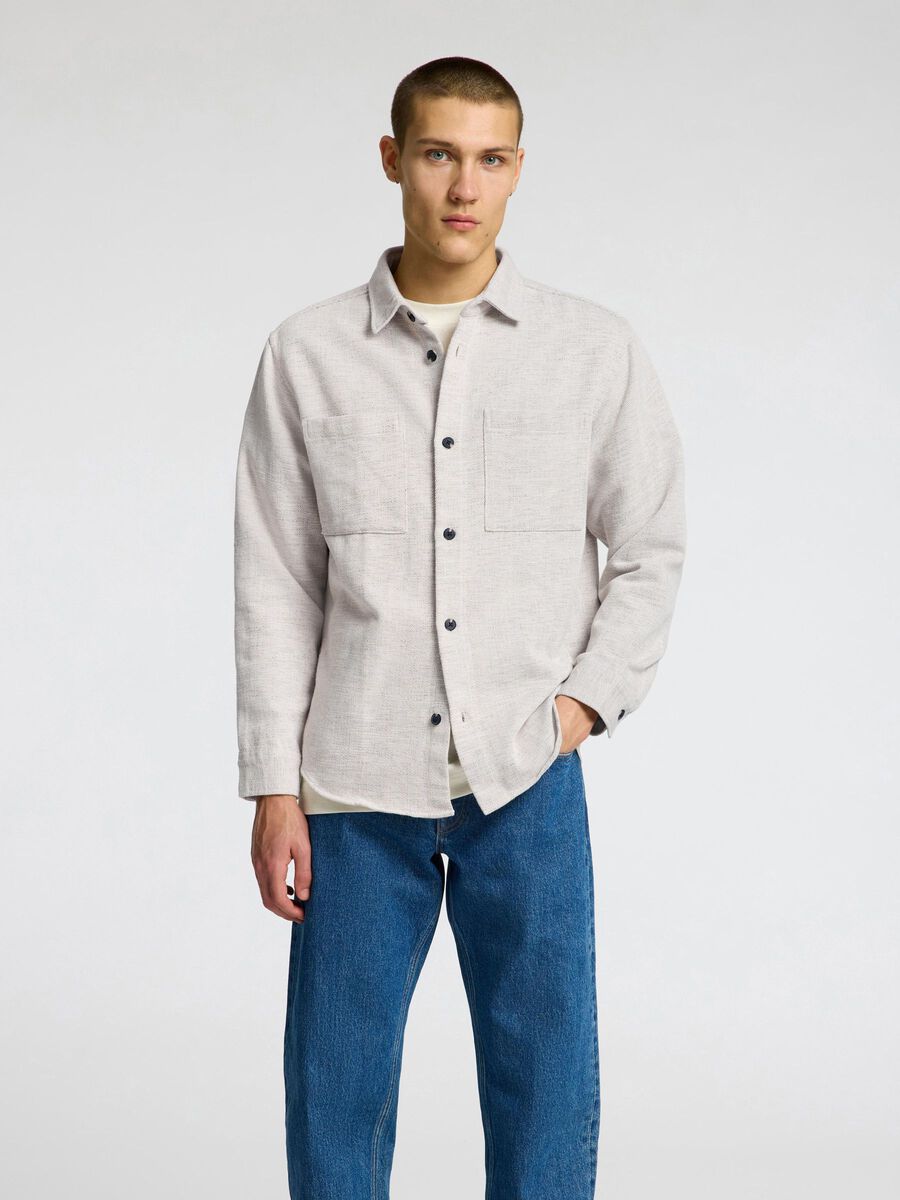 Selected REGULAR FIT LINEN BLEND OVERSHIRT, Oatmeal, highres - 16095722_Oatmeal_003.jpg