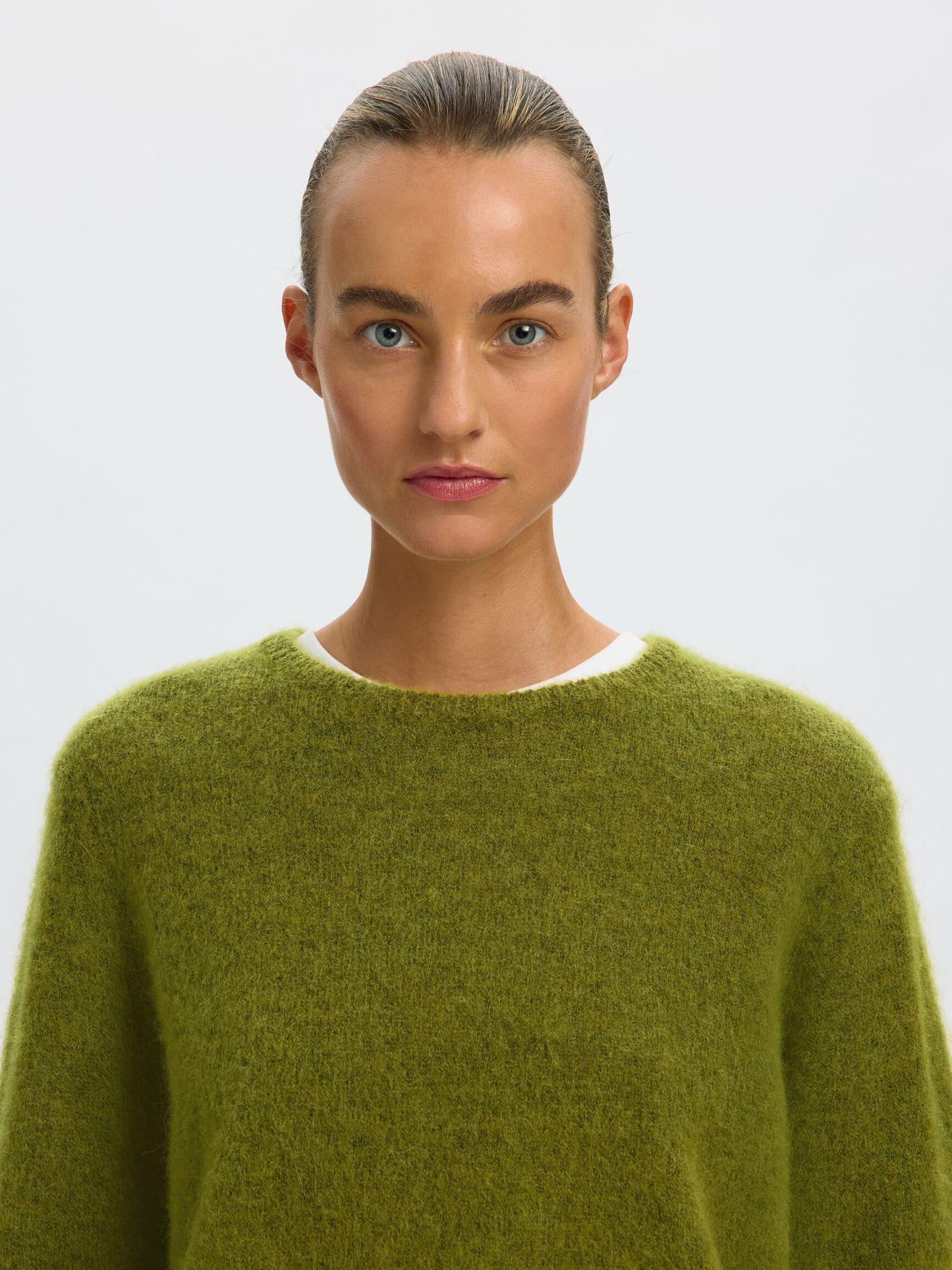 WOOL BLEND KNITTED JUMPER, Cardamom Seed, highres