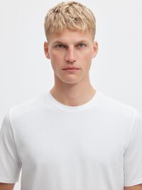 SLIM FIT KURZARM T-SHIRT MIT RUNDHALSAUSSCHNITT, Bright White, highres