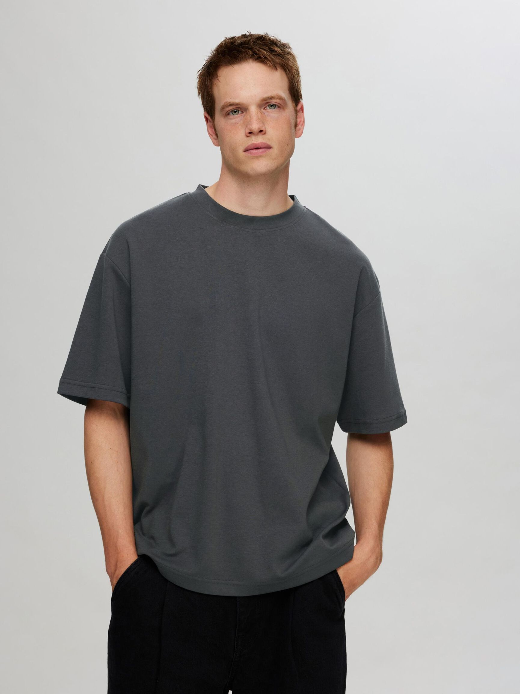 LOOSE FIT T-SHIRT, Asphalt, highres