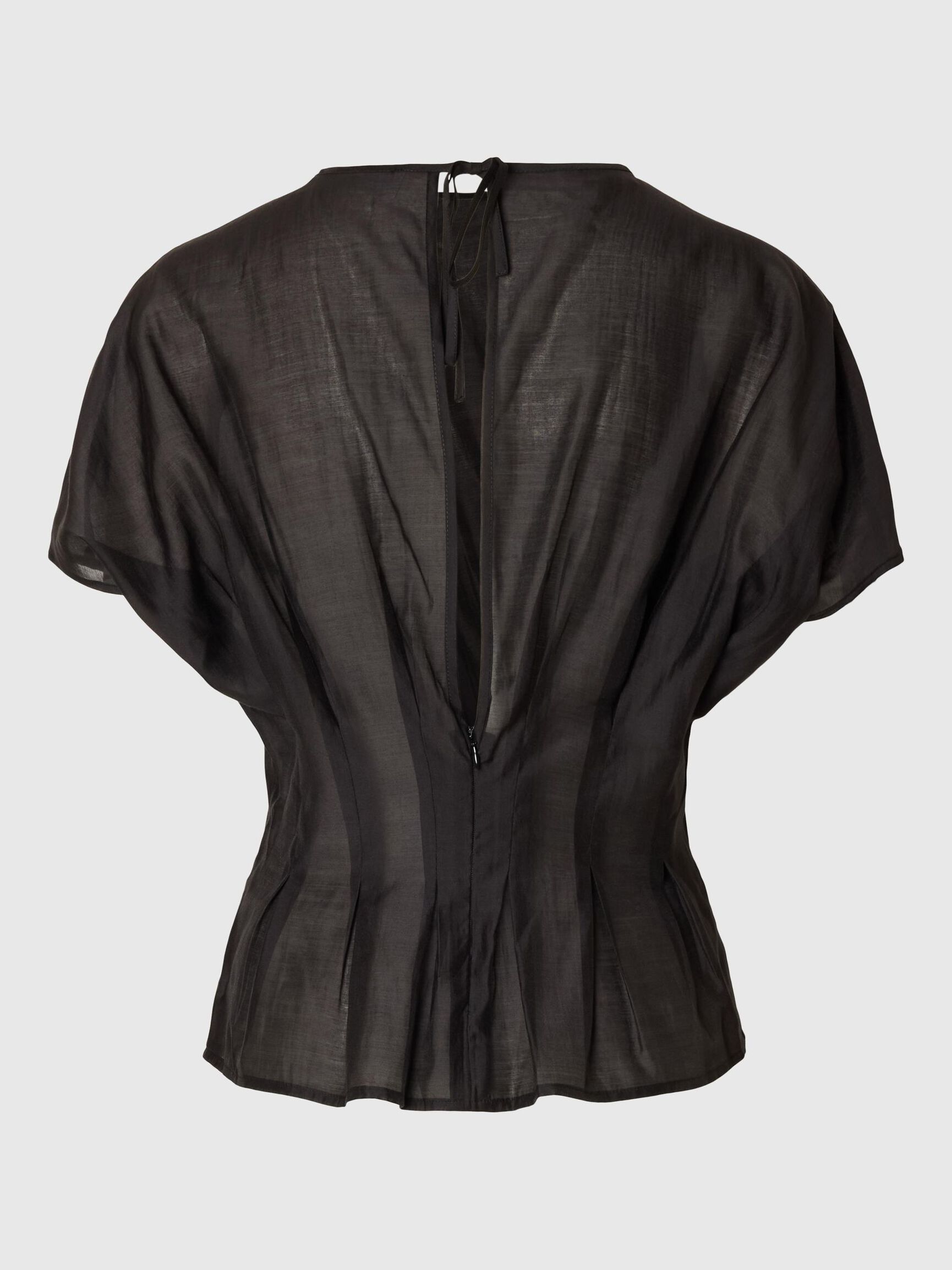 STRUCTURED SHORT SLEEVED TOP, Black, highres