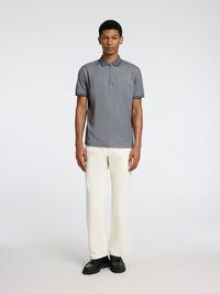 SHORT SLEEVED POLO SHIRT, Medium Grey Melange, highres
