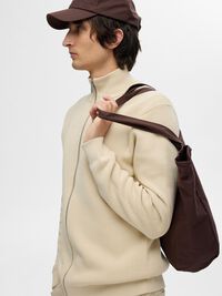 HØY HALS MED GLIDELÅS STRIKKET CARDIGAN, Oatmeal, highres