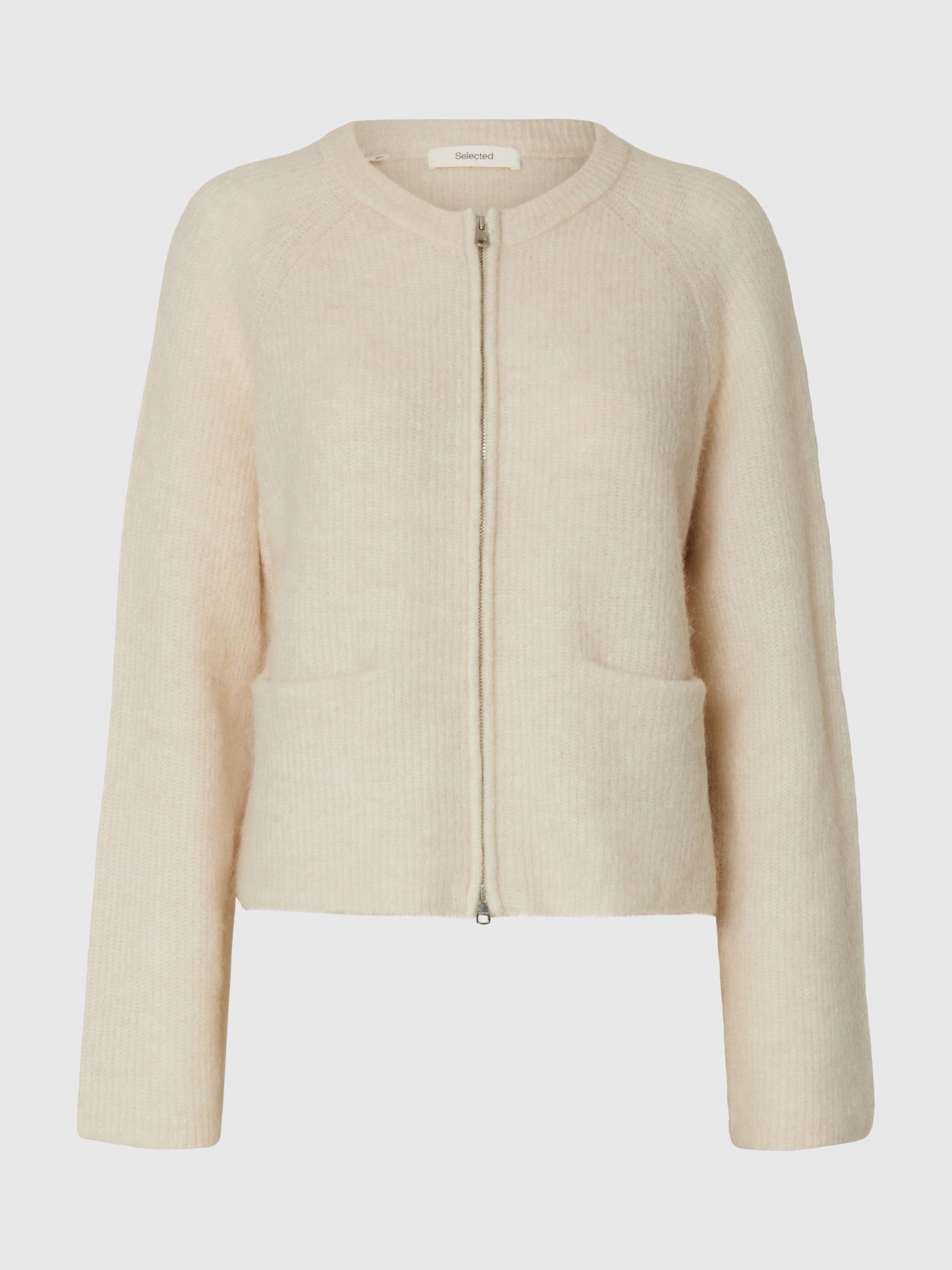 CARDIGAN CON CERNIERA ANTERIORE, Birch, highres